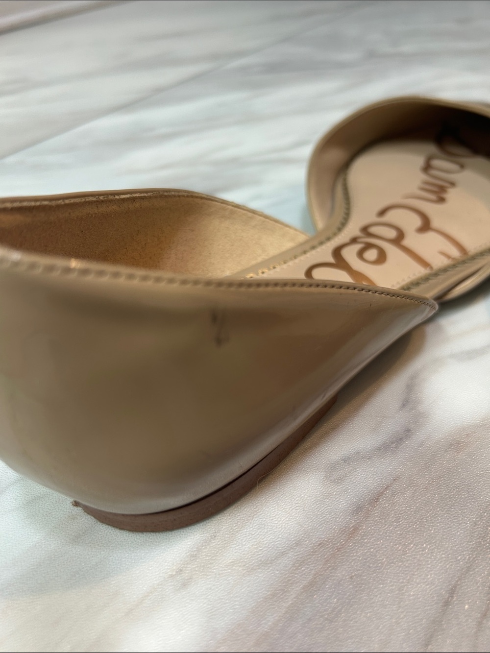 Sam Edelman Patent Pointed-Toe D'Orsay Flats in Beige - Picture 7 of 7